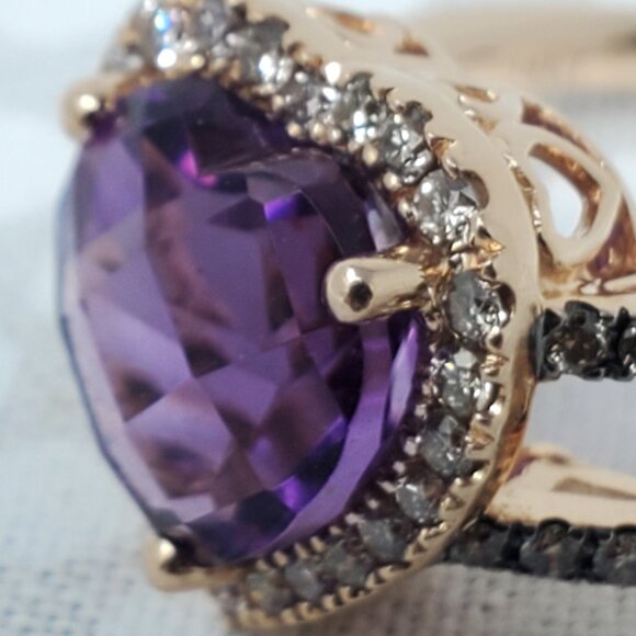 Le Vian 14K Strawberry Gold Ring 2ct Grape Amethyst 1/3ct Nude & 1/8ct Chocolate - Picture 14 of 15